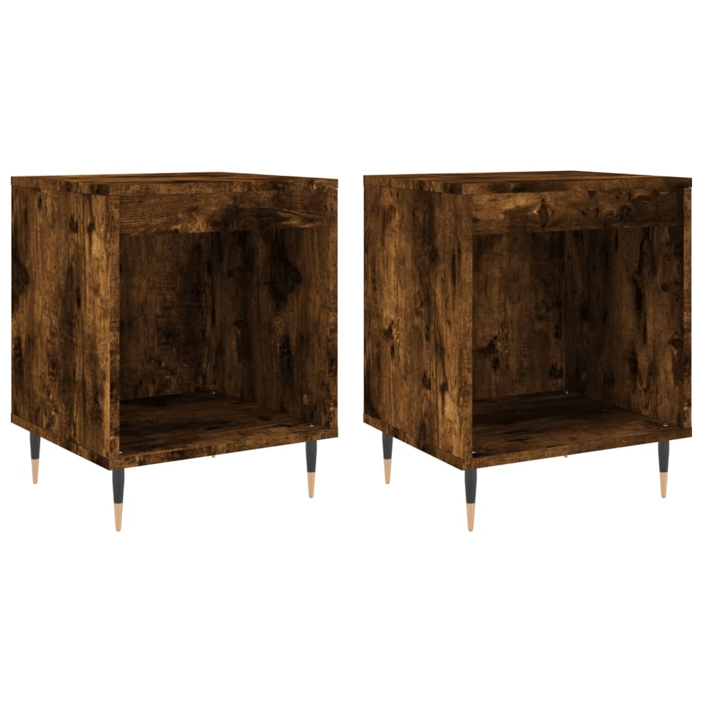 Comodini 2pz Rovere Fumo 40x35x50 cm in Legno Multistrato | homemem39