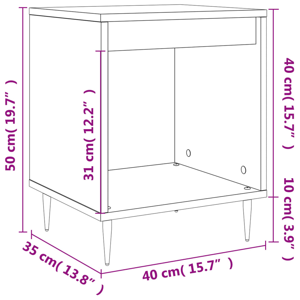 Comodini 2pz Grigio Sonoma 40x35x50 cm in Legno Multistrato | homemem39
