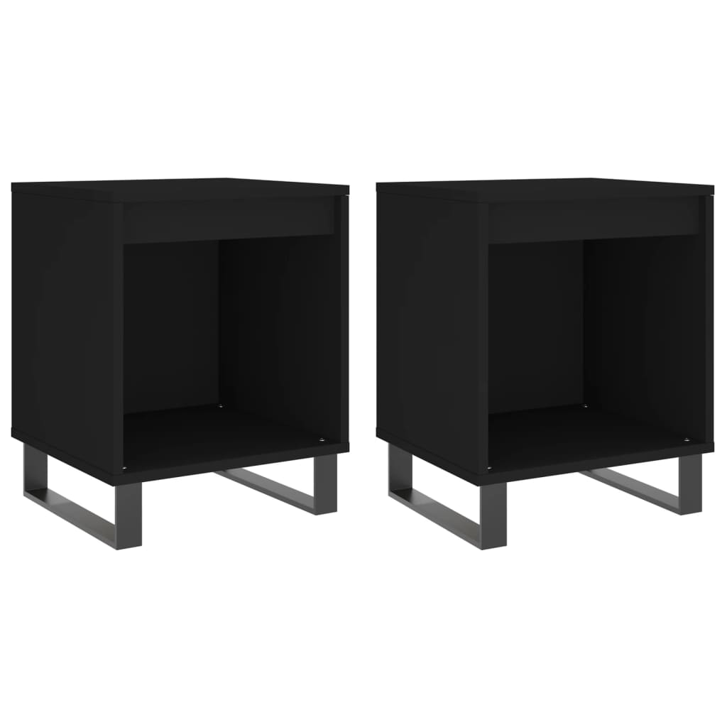 Comodini 2pz Neri 40x35x50 cm in Legno Multistrato
