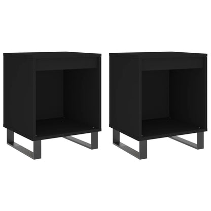 Comodini 2pz Neri 40x35x50 cm in Legno Multistrato