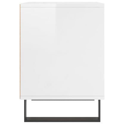 Comodini 2pz Bianco Lucido 40x35x50 cm in Legno Multistrato
