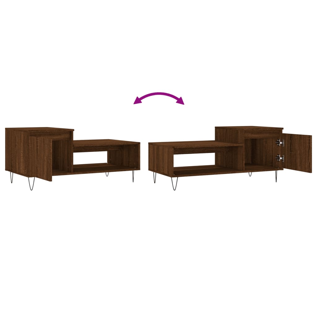 Tavolino da Salotto Rovere Marrone100x50x45cm Legno Multistrato | homemem39