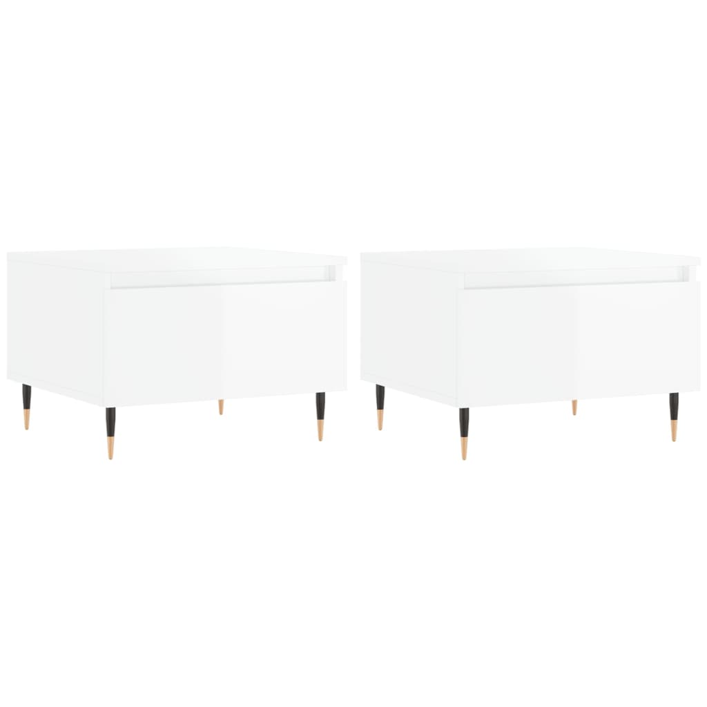 Tavolini Salotto 2pz Bianco Lucido 50x46x35cm Legno Multistrato | homemem39