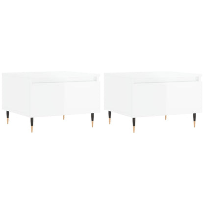 Tavolini Salotto 2pz Bianco Lucido 50x46x35cm Legno Multistrato | homemem39