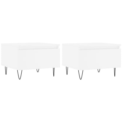 Tavolini da Salotto 2pz Bianchi 50x46x35cm in Legno Multistrato