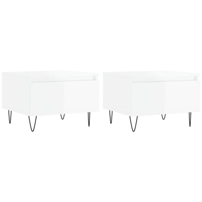 Tavolini Salotto 2pz Bianco Lucido 50x46x35cm Legno Multistrato | homemem39