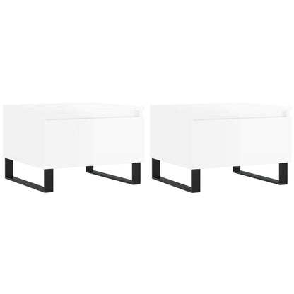 Tavolini Salotto 2pz Bianco Lucido 50x46x35cm Legno Multistrato | homemem39