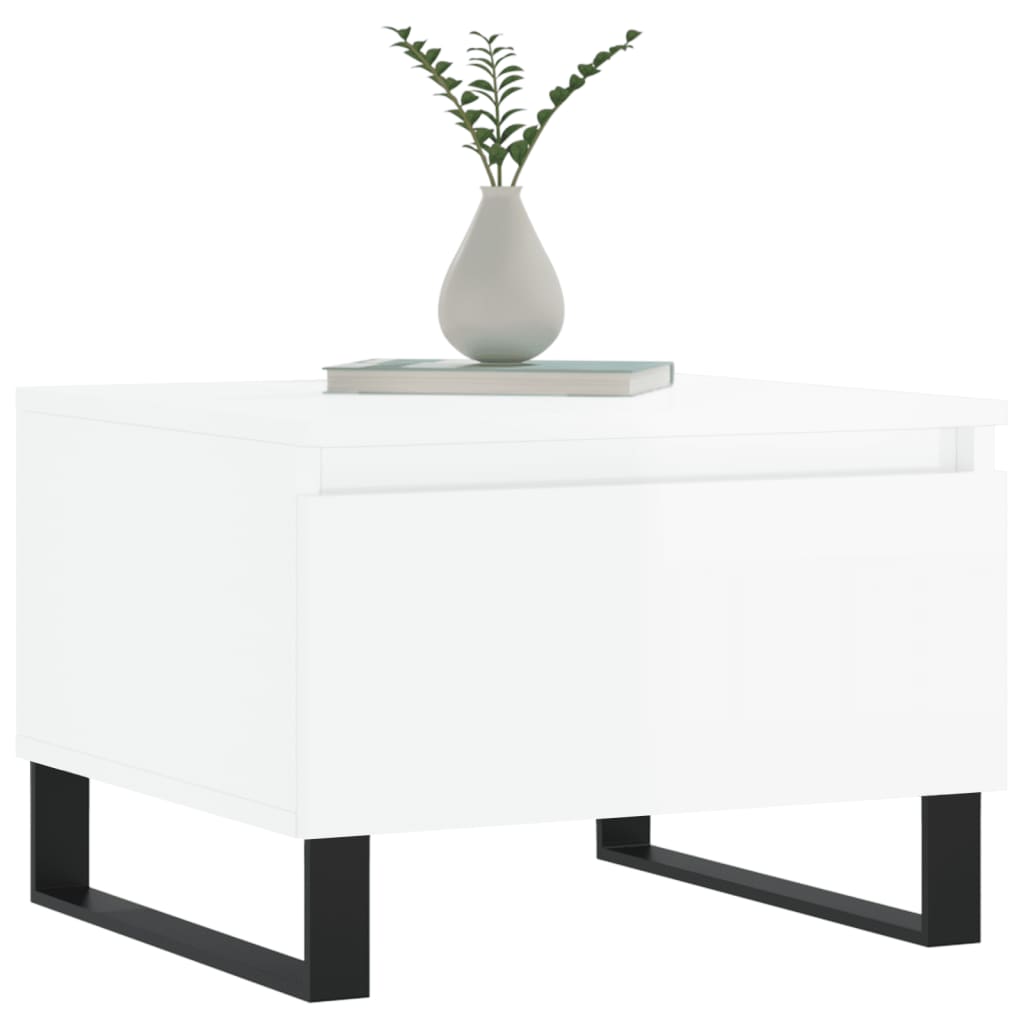 Tavolini Salotto 2pz Bianco Lucido 50x46x35cm Legno Multistrato | homemem39