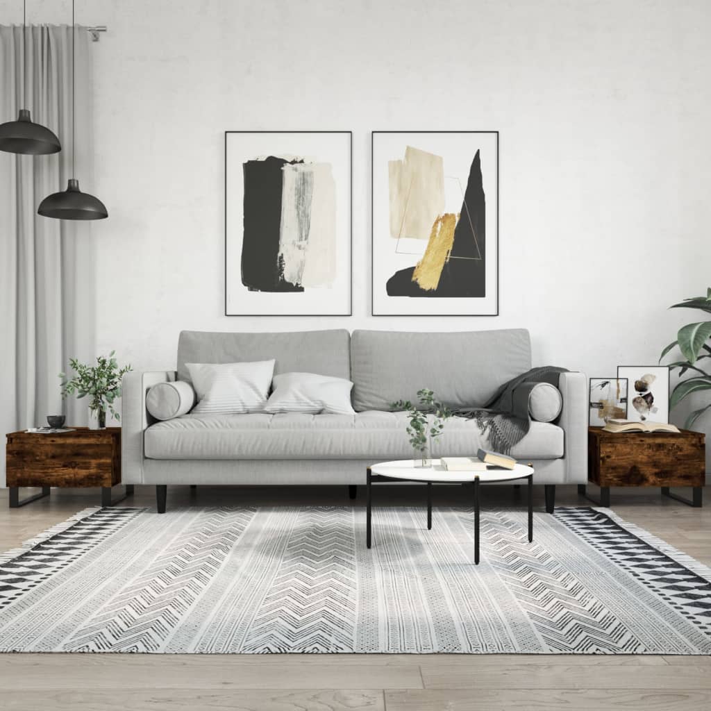 Tavolini Salotto 2pz Rovere Fumo 50x46x35 cm Legno Multistrato | homemem39