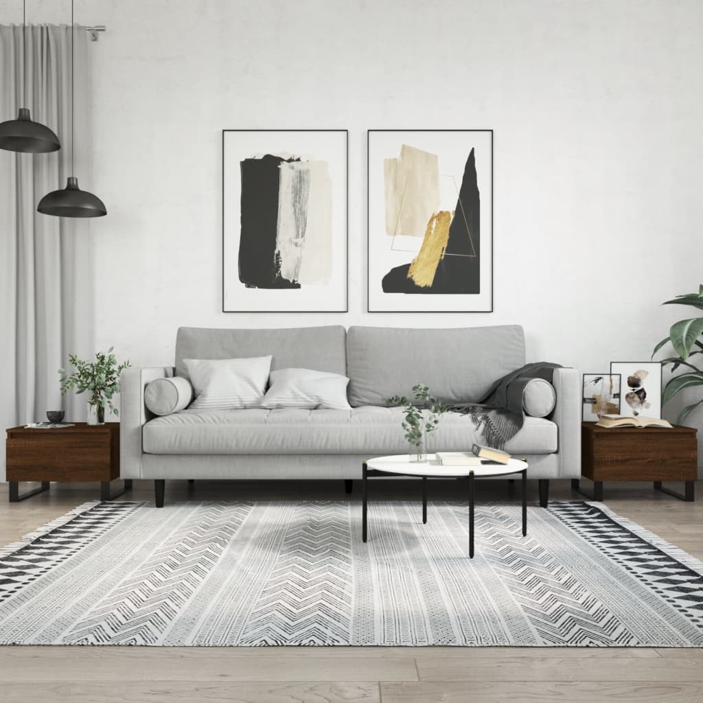 Tavolini Salotto 2pz Rovere Marrone 50x46x35 Legno Multistrato | homemem39