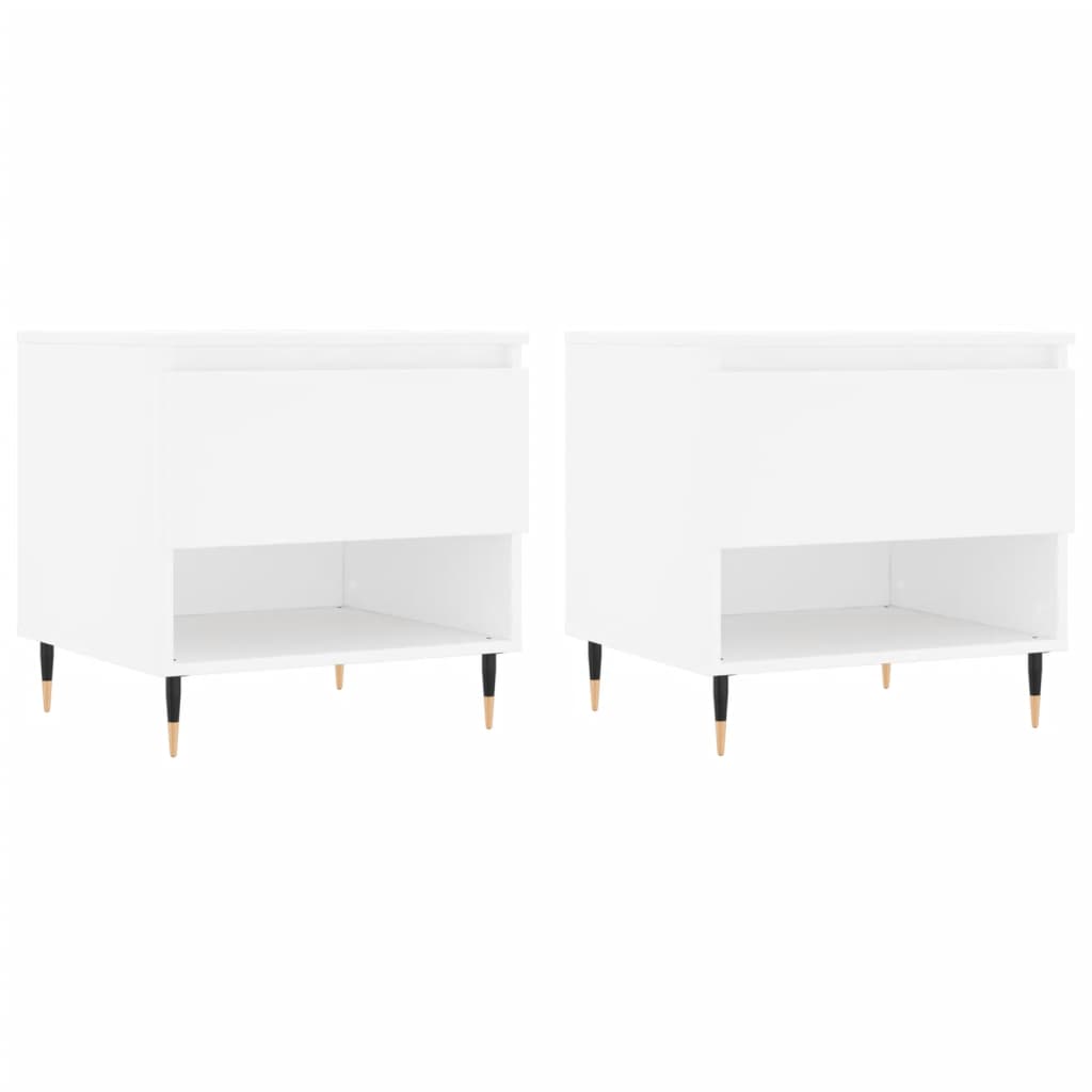 Tavolini Salotto 2 pz Bianchi 50x46x50 cm in Legno Multistrato | homemem39