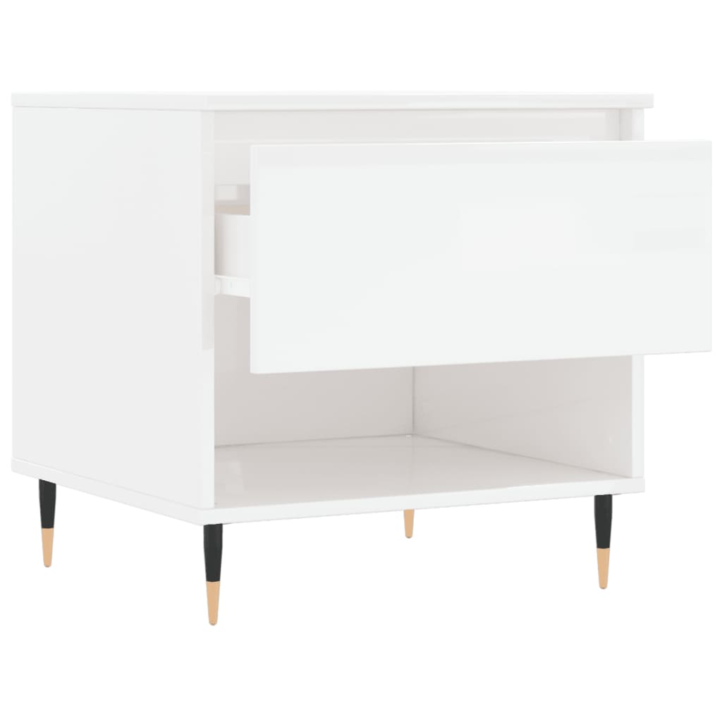 Tavolini Salotto 2pz Bianco Lucido 50x46x50cm Legno Multistrato | homemem39