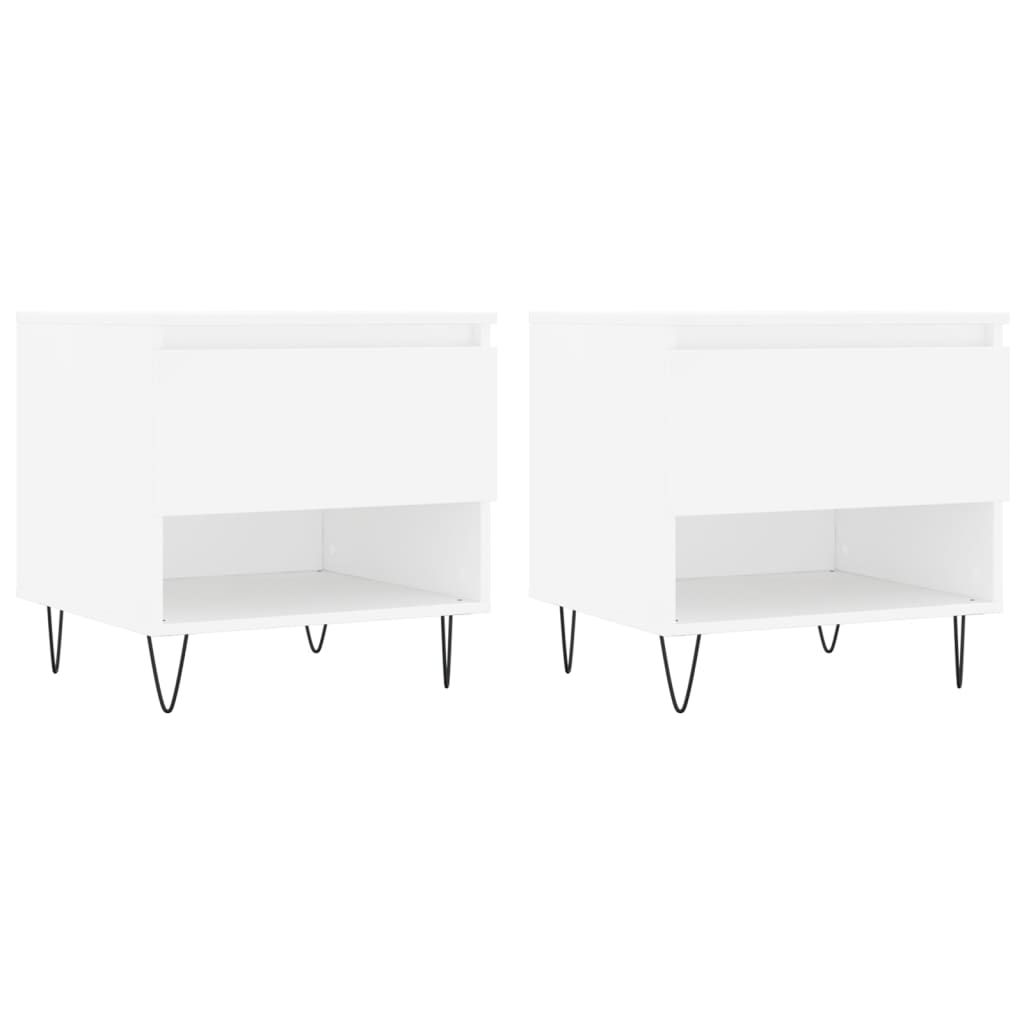 Tavolini Salotto 2 pz Bianchi 50x46x50 cm in Legno Multistrato | homemem39