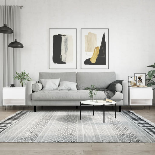 Tavolini Salotto 2 pz Bianchi 50x46x50 cm in Legno Multistrato | homemem39