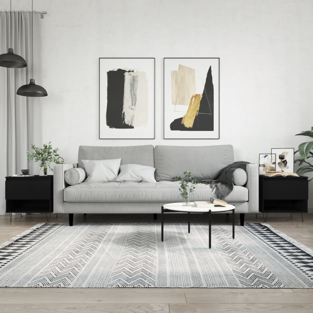 Tavolini da Salotto 2 pz Neri 50x46x50 cm in Legno Multistrato | homemem39