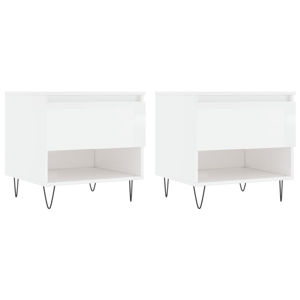 Tavolini Salotto 2pz Bianco Lucido 50x46x50cm Legno Multistrato | homemem39