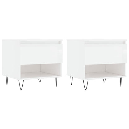 Tavolini Salotto 2pz Bianco Lucido 50x46x50cm Legno Multistrato | homemem39