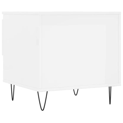 Tavolini Salotto 2pz Bianco Lucido 50x46x50cm Legno Multistrato