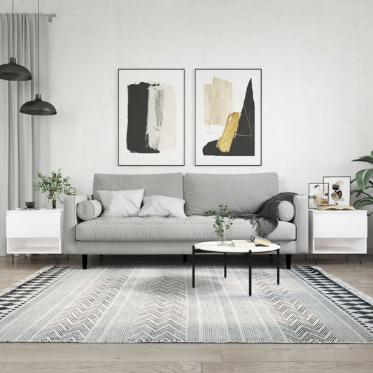 Tavolini Salotto 2pz Bianco Lucido 50x46x50cm Legno Multistrato | homemem39