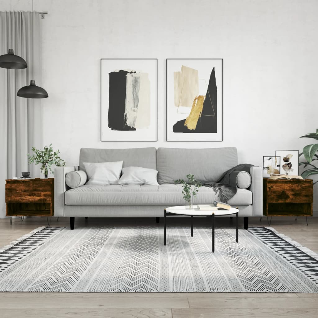Tavolini Salotto 2pz Rovere Fumo 50x46x50 cm Legno Multistrato | homemem39