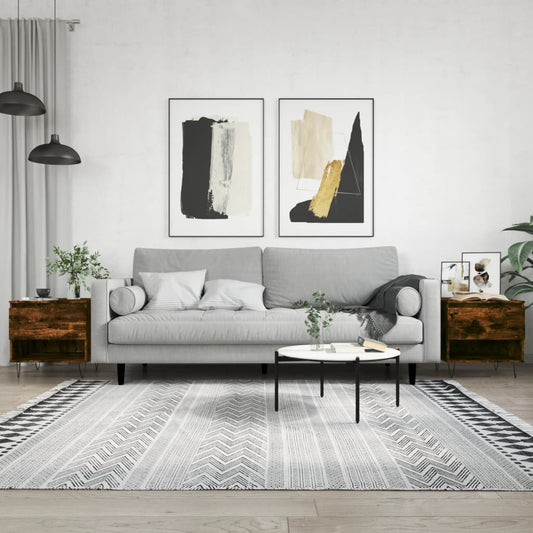 Tavolini Salotto 2pz Rovere Fumo 50x46x50 cm Legno Multistrato | homemem39