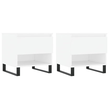Tavolini Salotto 2 pz Bianchi 50x46x50 cm in Legno Multistrato