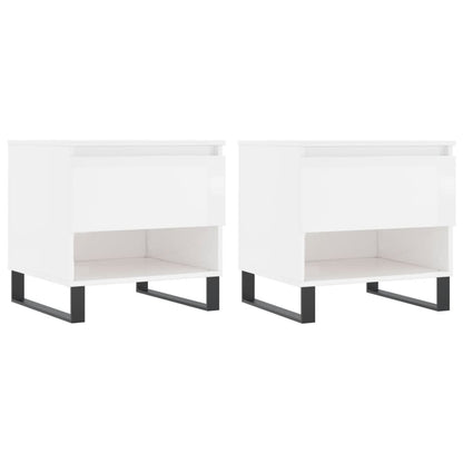 Tavolini Salotto 2pz Bianco Lucido 50x46x50cm Legno Multistrato