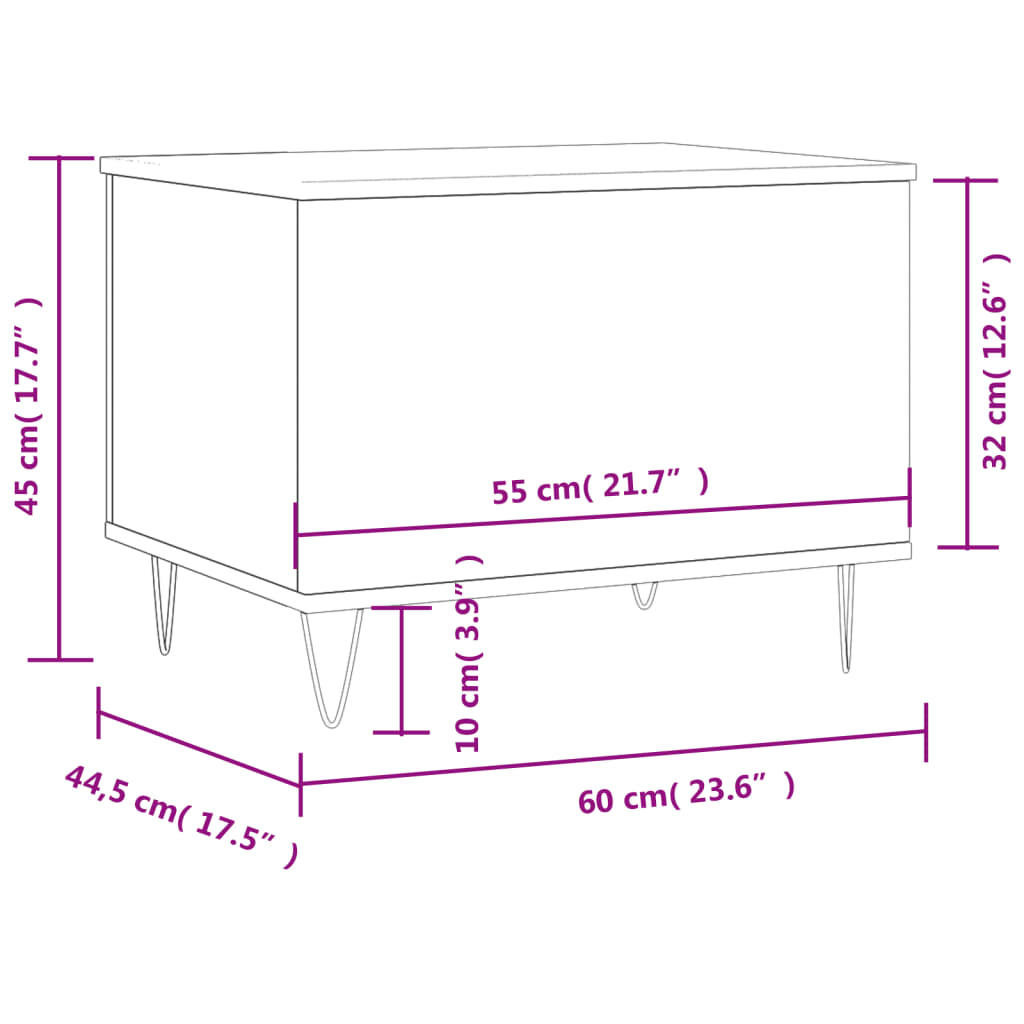 Tavolino da Salotto Bianco 60x44,5x45 cm in Legno Multistrato | homemem39