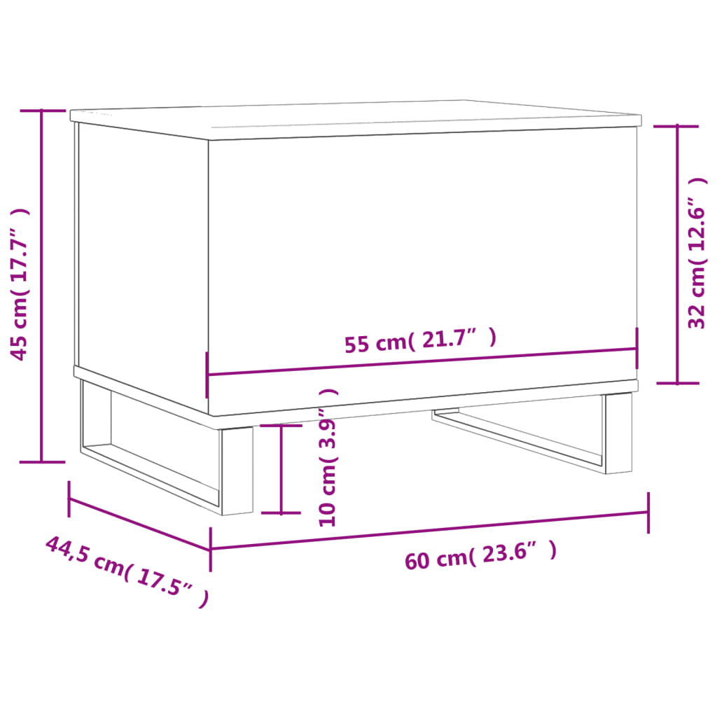 Tavolino Salotto Rovere Sonoma 60x44,5x45 cm Legno Multistrato