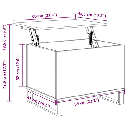 Tavolino da Salotto Rovere Fumo 60x44,5x45 cm Legno Multistrato