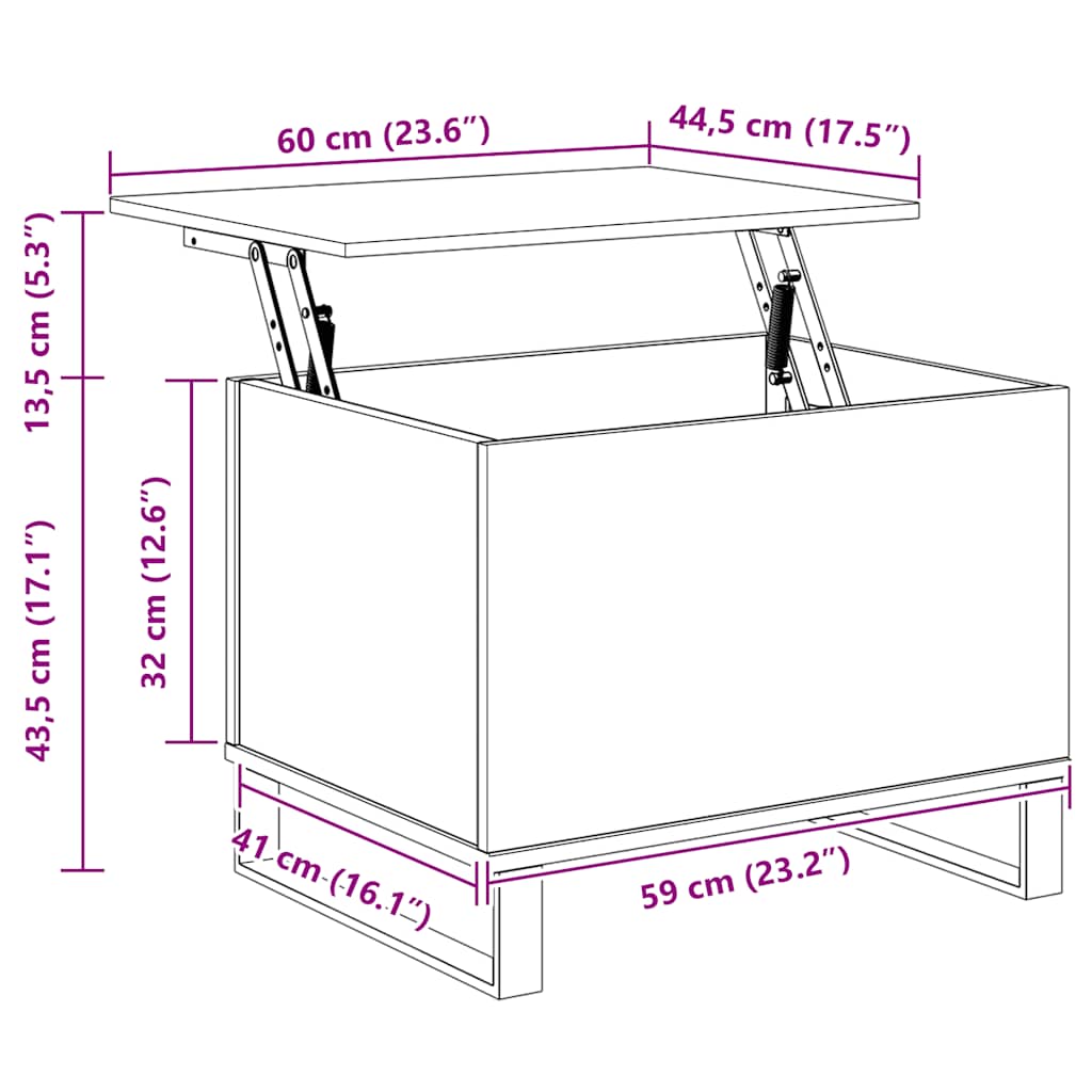 Tavolino Salotto Grigio Sonoma 60x44,5x45 cm Legno Multistrato