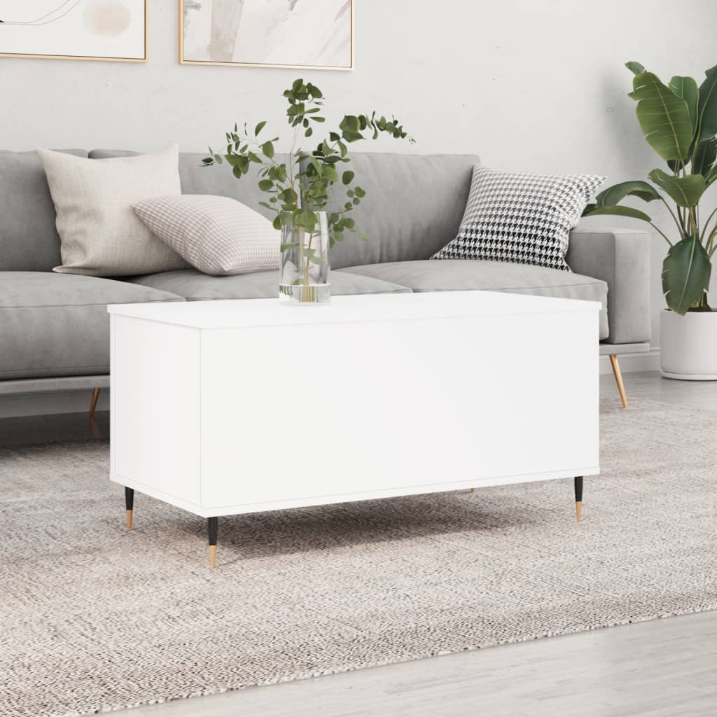 Tavolino da Salotto Bianco 90x44,5x45 cm in Legno Multistrato | homemem39