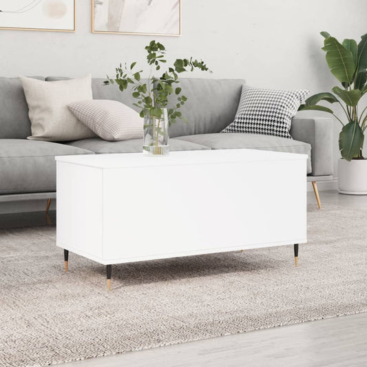 Tavolino da Salotto Bianco 90x44,5x45 cm in Legno Multistrato | homemem39