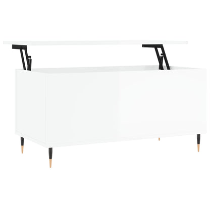 Tavolino Salotto Bianco Lucido 90x44,5x45 cm Legno Multistrato | homemem39