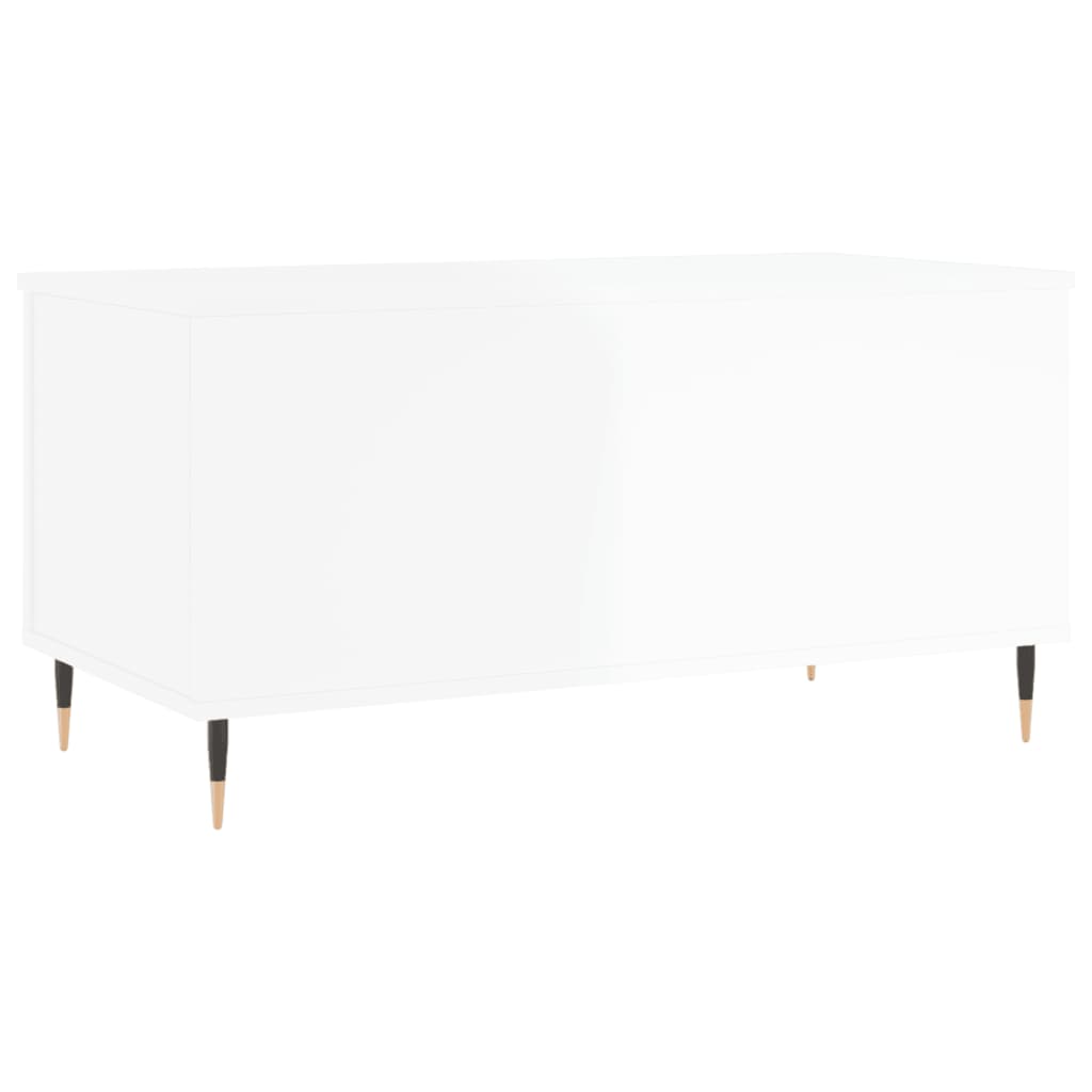 Tavolino Salotto Bianco Lucido 90x44,5x45 cm Legno Multistrato | homemem39