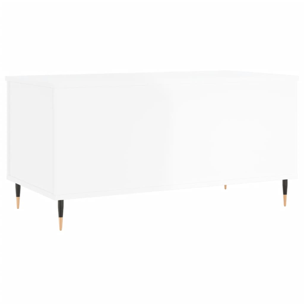Tavolino Salotto Bianco Lucido 90x44,5x45 cm Legno Multistrato | homemem39