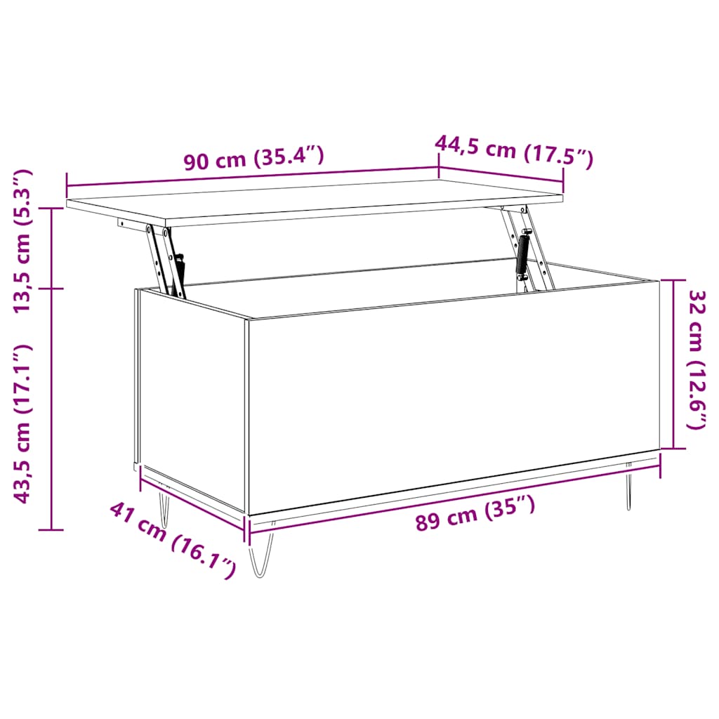 Tavolino Salotto Grigio Cemento 90x44,5x45 cm Legno Multistrato | homemem39