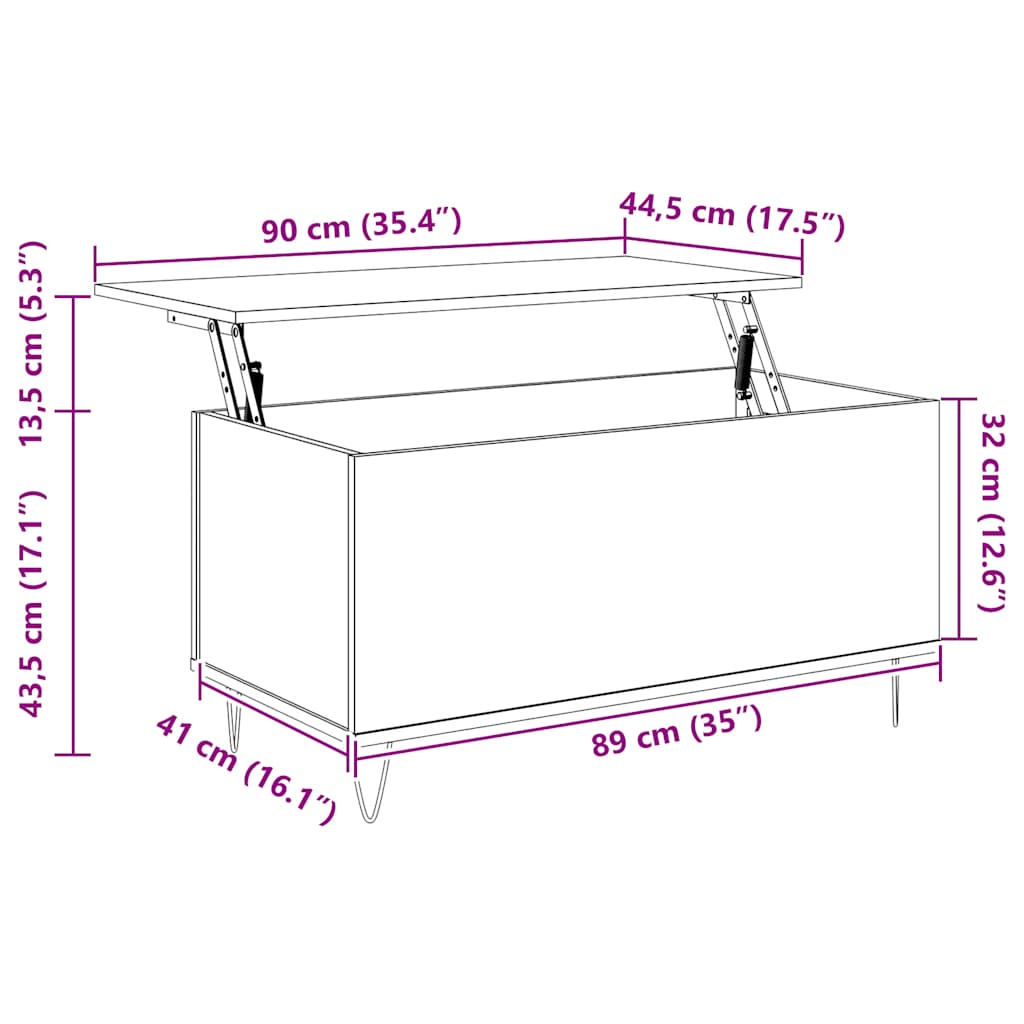Tavolino Salotto Rovere Marrone 90x44,5x45 cm Legno Multistrato | homemem39