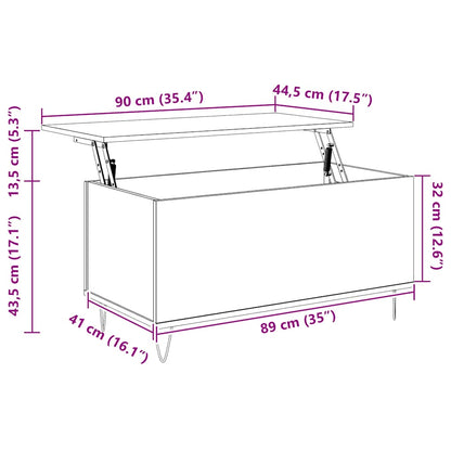 Tavolino Salotto Rovere Marrone 90x44,5x45 cm Legno Multistrato | homemem39