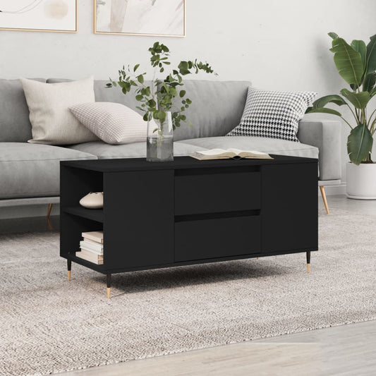 Tavolino da Salotto Nero 102x44,5x50 cm in Legno Multistrato | homemem39