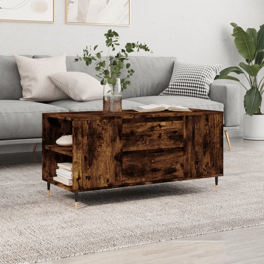 Tavolino da Salotto Rovere Fumo 102x44,5x50cm Legno Multistrato | homemem39