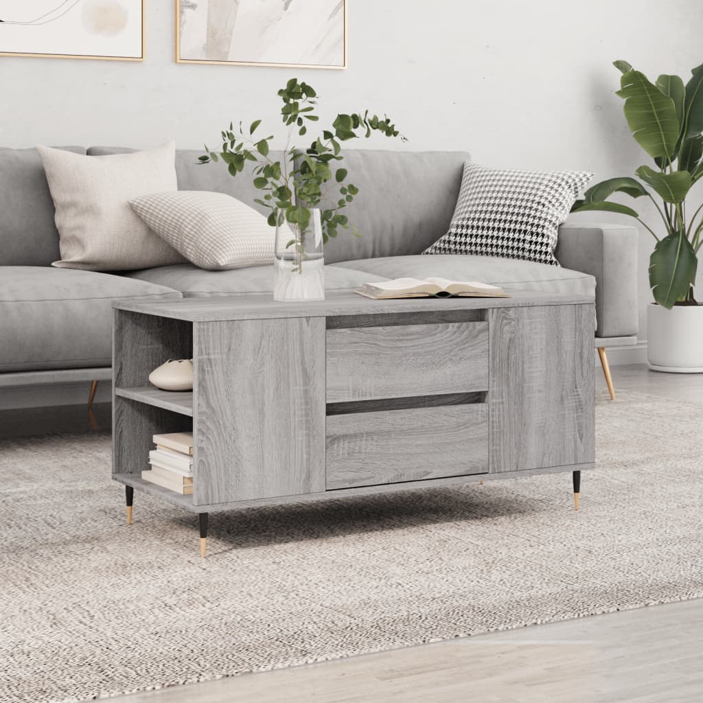 Tavolino Salotto Grigio Sonoma 102x44,5x50 cm Legno Multistrato | homemem39
