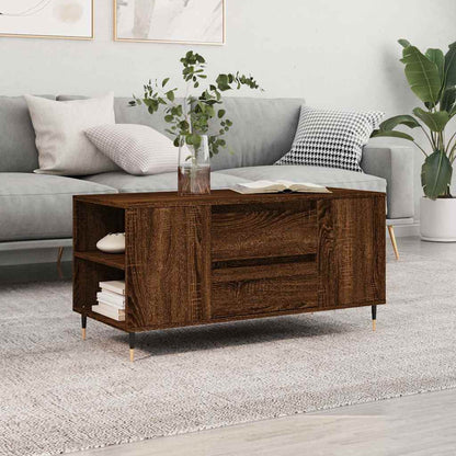 Tavolino Salotto Rovere Marrone 102x44,5x50cm Legno Multistrato | homemem39