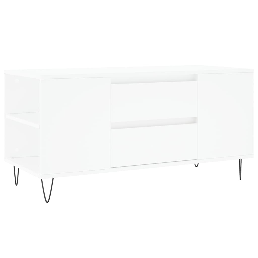Tavolino da Salotto Bianco 102x44,5x50 cm in Legno Multistrato | homemem39