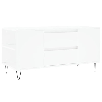 Tavolino da Salotto Bianco 102x44,5x50 cm in Legno Multistrato | homemem39