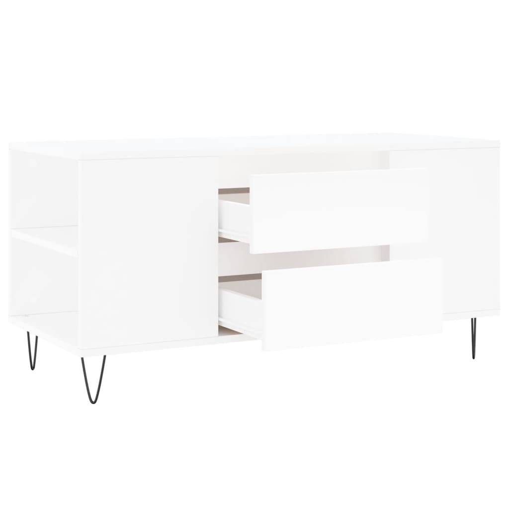 Tavolino da Salotto Bianco 102x44,5x50 cm in Legno Multistrato | homemem39