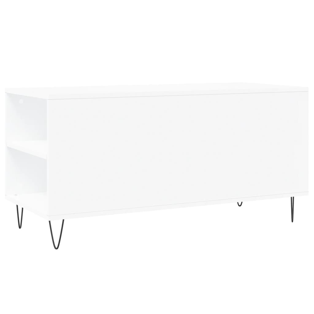 Tavolino da Salotto Bianco 102x44,5x50 cm in Legno Multistrato | homemem39
