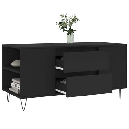 Tavolino da Salotto Nero 102x44,5x50 cm in Legno Multistrato