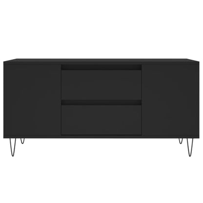 Tavolino da Salotto Nero 102x44,5x50 cm in Legno Multistrato