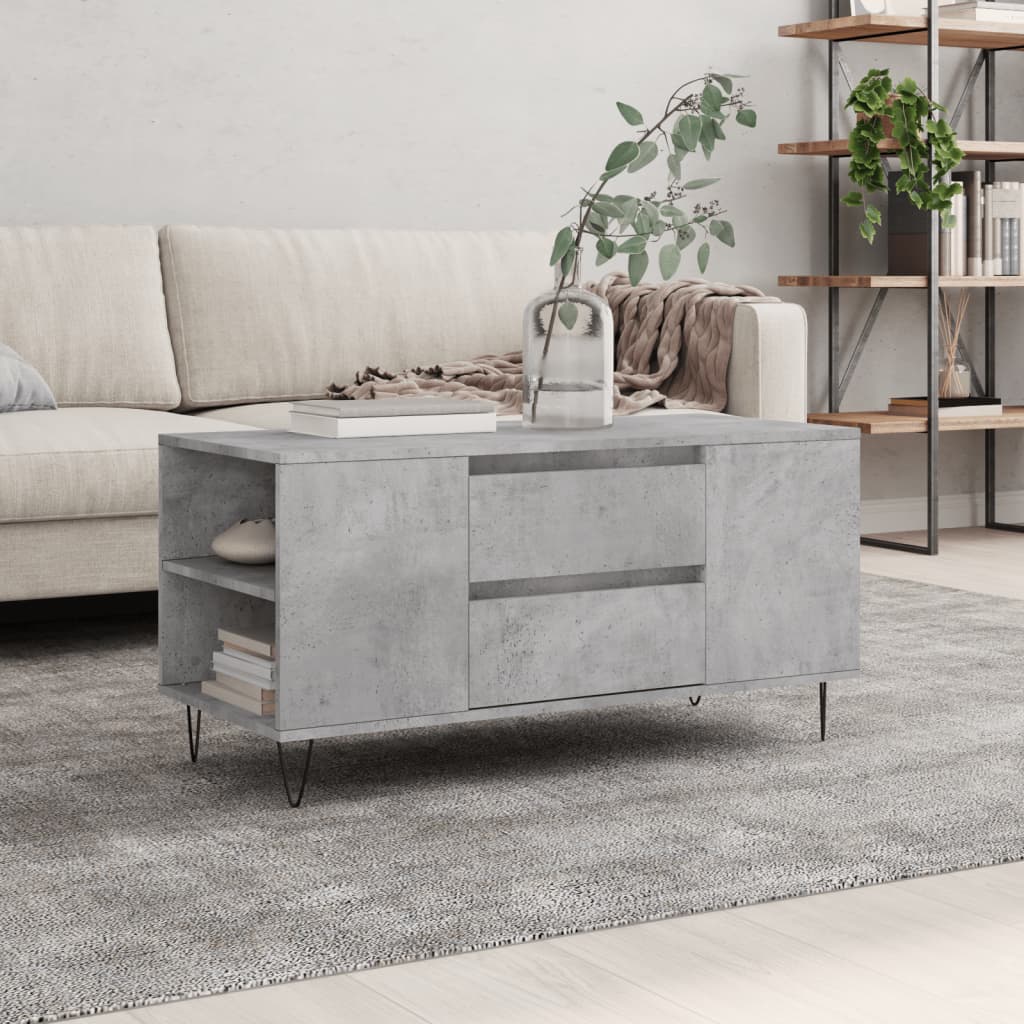 Tavolino Salotto Grigio Cemento 102x44,5x50cm Legno Multistrato | homemem39